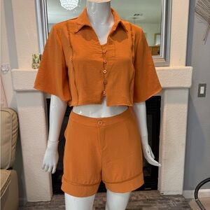 Orange Women's Button-Up Set